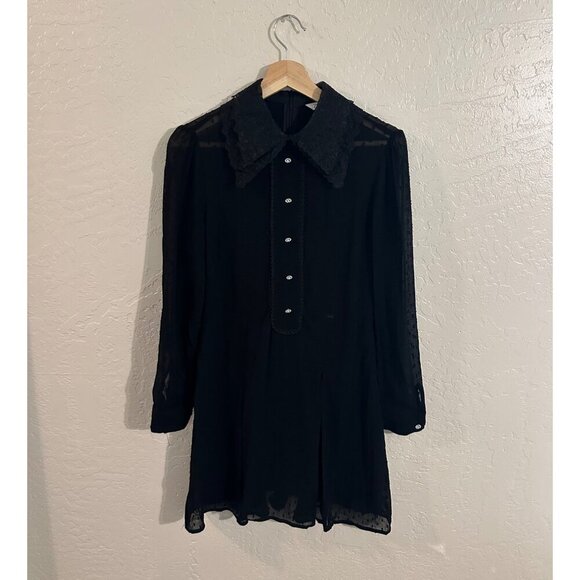 Zara Polka Dot Mesh Wednesday Addam’s Style Dress - Picture 2 of 13